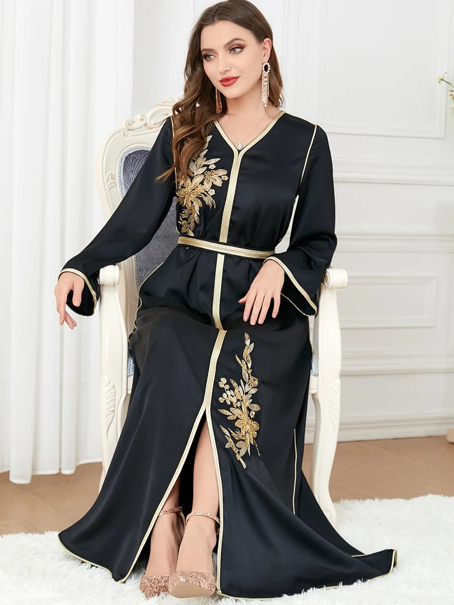 Huda Black Satin Dress