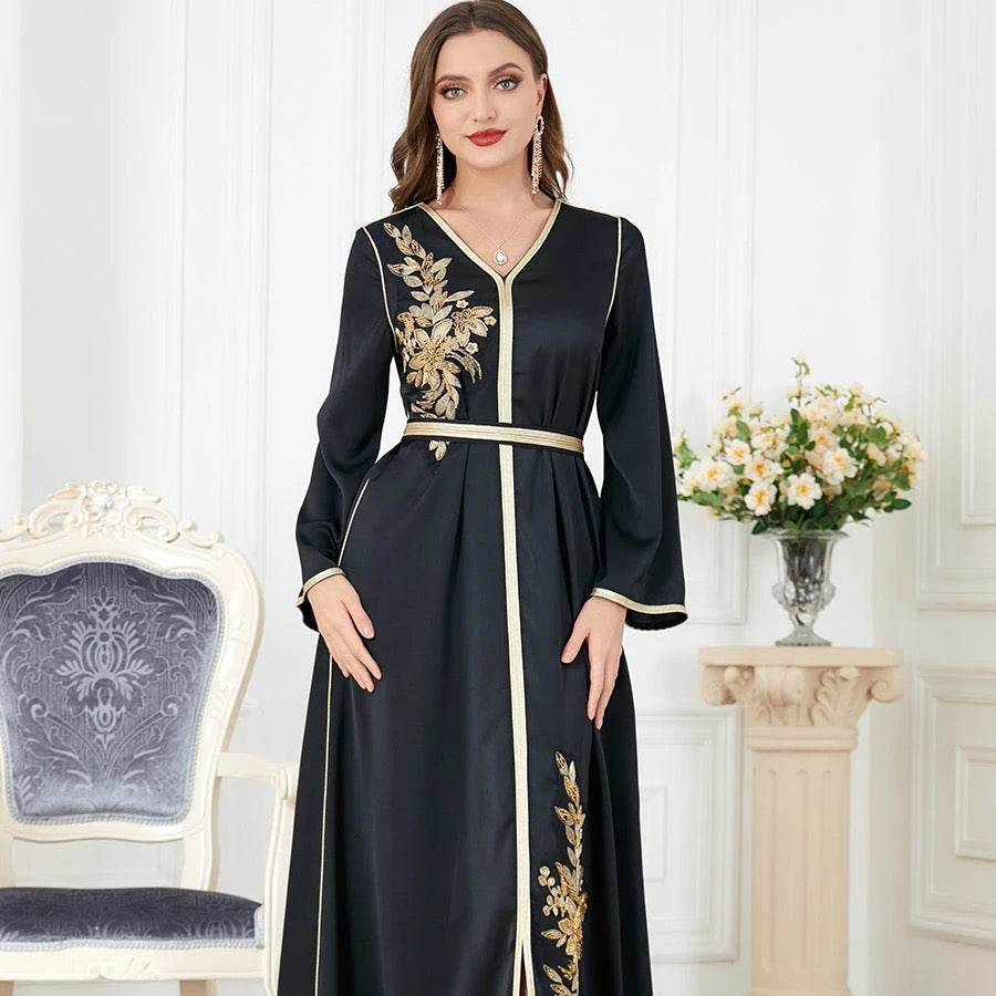 Huda Black Satin Dress